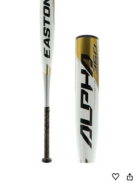 Easton ALPHA Youth Bat in White, Gold, Black